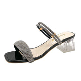 Niulatu Crystal Sandals For Women 2025 Summer Transparent Heels Slippers Female Fashion Rhinestone Party Slides Shoes Woman DJSE