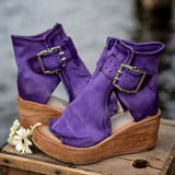 Niulatu Women Summer Sandals Mid Heels Wedges Shoes Ladies Vintage PU Leather Plus Size Sandalias Mujer Sapato Feminino 2025 DJSE