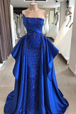 Niulatu Royal Blue Lace Evening Dresses A line Prom Dresses Appliques Beads Red Carpet Celebrity Dresses HZ0113