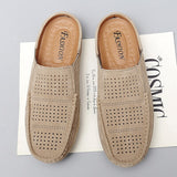 Niulatu Casual Designer Slippers Men Half Shoes Brand Suede Leather Mens Casual Shoes Loafers Breathable Summer Mules Man Slides DJSE