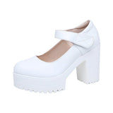 Niulatu Small Size 32-43 Elegant Ankle Strap White Wedding Shoes Women's Block High Heels Platform Pumps Mary Jane Shoes DJSE