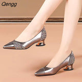 Niulatu Women's Pumps 2025 Zapatos De Mujer Fashion Shoes for Women Mixed Colors Shallow Slip-On Party Dress Heels Tacon Medio Elegantes DJSE