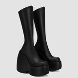 Niulatu Women Ankle Short Boots Wedges Shoes For Woman Goth Design Grunge Fashion Motorcycle Booties Big Size 43 DJSE