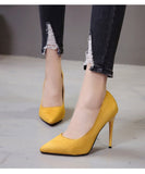 Niulatu High Heels Women 2025 New Spring and Autumn Pointed Toe Shallow Mouth Suede Fine Heel Fashion Women's Shoes DJSE