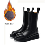 Niulatu Luxury Chelsea Boots Women Leather Ladies Boots Chunky Winter Shoes Platform Ankle Boots Slip On Thick Heel Brand Designer DJSE