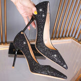 Niulatu Heels Shoes Woman Basic Pumps 2025 Shiny Grete Bridal Shoes Sequins Fashion Party Sexy Thin Heels Women Shoes Pump DJSE