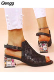 Niulatu Women Summer Fashion Mid Heels Peep Toe Shoes for Women Glitter Sandals Ladies Buckle Strap Bling Rhinestone Sandals DJSE