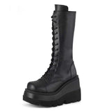 Niulatu Women's Boots 2025 Ladies Fashion Platform Boots Chunky Heel Wedges Mid Calf Women Boots Casual Shoes Woman Thigh High Boots DJSE