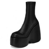 Niulatu Women Ankle Short Boots Wedges Shoes For Woman Goth Design Grunge Fashion Motorcycle Booties Big Size 43 DJSE
