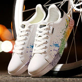 Niulatu Women Shoes 2025 Fashion Graffiti PU Sneakers Women Spring/Autumn Casual Women Shoes Plus Size 11 Colorful White Shoes DJSE