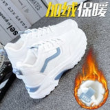 Niulatu Ladies Vulcanized Shoes Plus Fleece Thickened White Thick Sole Sneakers Furry Women's Shoes Short Boots Plush DJSE