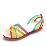 Niulatu Women Rainbow Jelly Sandals Candy Color Peep Toe Female Flat Beach Shoes Slip On Slides Casual Ladies Summer Footwear DJSE