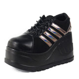 Niulatu Hot Sale Big Size 43 Round Toe Platform Wedges Women's sneakers Lace Up Design Casual Cute Punk Goth Women's Shoes DJSE