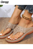 Niulatu Women Platform Sandals Beach Casual Wedges Flip Flops Premium Orthopedic Open Toe Big Toe Anti-slip Outdoor PU Leather Shoes DJSE