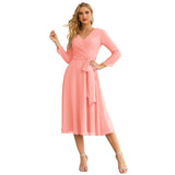 Niulatu Chiffon Bridesmaid Dress V-Back Waist Belt Formal Prom Gown Mother of The Bride Wedding HZ1007