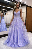 Niulatu Line Spaghetti Straps Lilac Corset Prom Dress with HZ1007