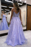 Niulatu Line Spaghetti Straps Lilac Corset Prom Dress with HZ1007