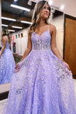 Niulatu Line Spaghetti Straps Lilac Corset Prom Dress with HZ1007