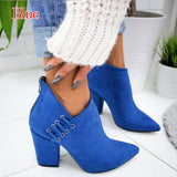Niulatu Chain Women's Boots PU Leather Back Zipper Woman Boots Pointed High Heels Shoes For Women 2025 Ankle Boots Female Shoes DJSE