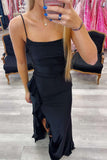 Straps Hot Pink Cowl Neck Fitted Prom Dress with HZ0308