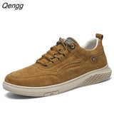 Niulatu Skin Leather Mens Casual Shoes Slip Resistent Rubber Luxury Man Leisure Leather Shoes For Male Canvas shoe DJSE