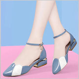 Niulatu Women Classic Pointed Toe High Quality Black Leather Buckle Strap Square Heel Shoes Lady Office Pumps Sapatos Femininas G288 DJSE