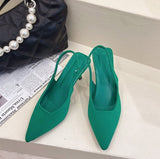 Niulatu Spring Slingback Sandals Women Half Wrap Pointy Toe Designer High Heel Shoe Elegant Pleated Pumps Party Dress Mujer DJSE
