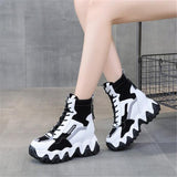 Niulatu Women Thick Sole Ankle Boots Autumn Luxury Platform Casual Boots Women's 8cm High Heels Wedge Boots Shoes Woman Sneakers DJSE