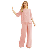 Niulatu Chiffon Mother of The Bride Dress Plus Size Pant Suits Ruffle HZ1007