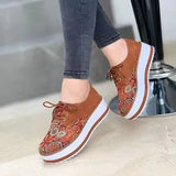 Niulatu Women's Shoes 2025 Trendy Size 43 Flats Women Casual Platform Shoes Woman Socofy Lace Up Loafers Shoes Zapatillas Mujer DJSE