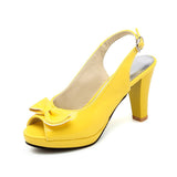 Niulatu High Heels Woman Pumps Sexy Open Toe Fish Mouth Shoe Woman Bowknot Party Sandals Ladies Summer Slingback Shoes DJSE