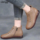 Niulatu Women's Boots 2025 Autumn Short Boots Casual Thick-soled Mother Boots All-match Women Shoes Zipper Bare Boots Soft Comfortable DJSE