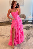 Niulatu A-Line Chiffon Tiered Long Prom Dress with HZ1007