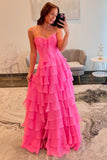 Niulatu A-Line Chiffon Tiered Long Prom Dress with HZ1007