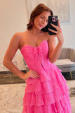 Niulatu A-Line Chiffon Tiered Long Prom Dress with HZ1007