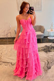 Niulatu A-Line Chiffon Tiered Long Prom Dress with HZ1007