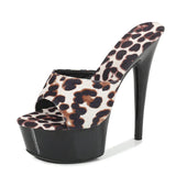 Niulatu Print Woman Slippers Sandals Platform 2025 Nightclub Sexy High-heeled 15cm Shoes Slippers Heels Waterproof Thick Bottom DJSE