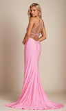 Niulatu Women's Lace Applique Mermaid Prom Dresses Long with Slit Stretchy Satin V Neck Formal Evening HZ1007