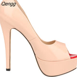 Niulatu leather 14cm women's shoes European and American fight color fish mouth fine with high heels young daily shoes DJSE