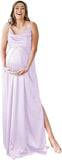 Niulatu Strap Maternity Bridesmaid Dress for Photoshoot Long Satin Leg Split Pregnant Prom Party HZ1007