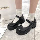 Niulatu Janes Women's Patent Leather Pumps Ladies Lolita Shoes Woman Waterproof Platform Cosplay High Heels Female Vintage Footwear DJSE