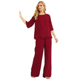 Niulatu Chiffon Mother of The Bride Dress Plus Size Pant Suits Ruffle HZ1007