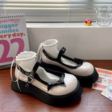 Niulatu on heels 2025 new platform shoes kawaii heart buckle lolita shoes uniform bow thick heels Mary Jane shoes women's shoes DJSE