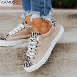 Niulatu Women Spring Canvas Shoes New Light Slip on Flat Ladies Casual Shoes Woman Loafers White Sneakers Leopard Flats Plus Size DJSE