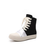 Niulatu Sneakers Women Round Toe Leisure Outwear Black Casual Shoes Platform Lace-Up Trainers Handmade Sapatos Feminina DJSE