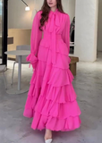 Niulatu Chiffon Layered Ruffled Long Prom Dress Elegant Party Evening Dress HZ1007