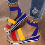 Niulatu Sandals Women Wedges Platform Candy Color Ladies Hemp Shoes Ladies Summer Casual Slip on Strap Cross Cool Girls New DJSE