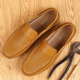 Niulatu Mens Shoes Casual Luxury Brand Summer Men Loafers Genuine Leather Moccasins Light Breathable Slip on Boat Shoes JKPUDUN DJSE