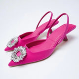 Niulatu Women's Pumps Fashion Pointed Slingback Female Stiletto Elegant Colorful Shallow Mouth Ladies Prom Shoes DJSE