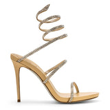 Niulatu Women Sandals 2025 New Summer Rhinestone Ankle Strap Roman Shoes Ladies High Thick Square Heels Simplicity Sexy Shoes Female DJSE